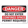 Signmission OSHA Sign, Do Not Enter Confined Space Permit Required, 24in X 18in Alum, 24" W, 18" H, Landscape OS-DS-A-1824-L-19329
